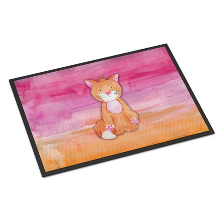 Carolines Treasures 24 x 36 in. Orange Cat Watercolor Indoor or Outdoor Mat BB7354JMAT